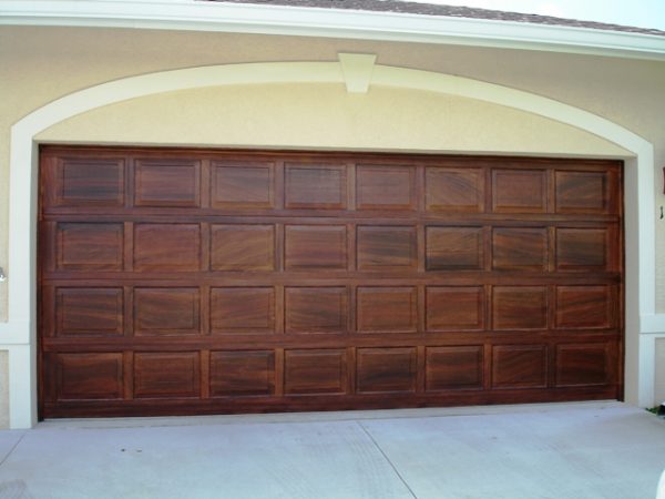Faux wood graining garage door