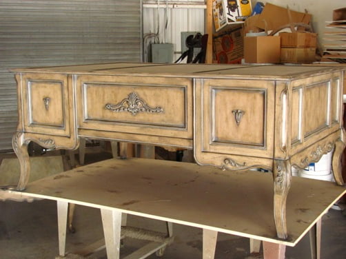Old world faux finish distressed french ladys desk